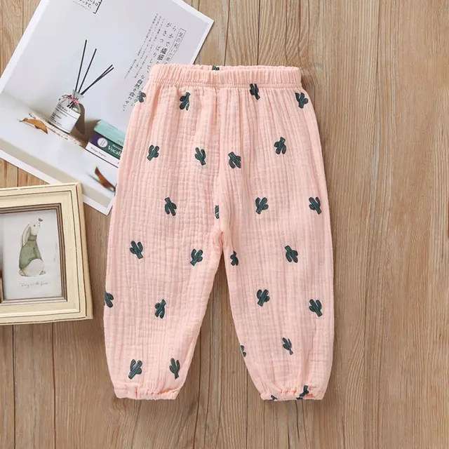 High Quality Breathable Comfort Linen Cotton Summer Fashion Children Pants Candy Color Girls Pants H1088-Fen-XianRenZha