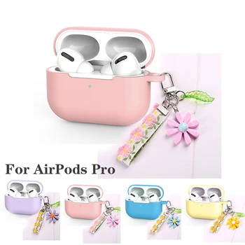 

For AirPods Pro Case fashion Lace flower Keychain Earphone case luxury Ribbon flora silicon keyring headphone Cover Air Pods 3