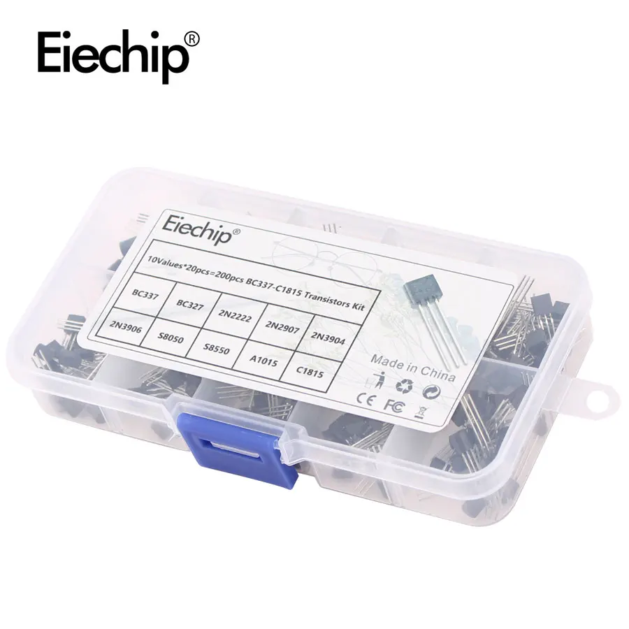 200PCS Transistor BC327 BC337 2N2222 2N2907 2N3904 2N3906 S8050 S8550 A1015 C1815 10 Values Transistors kit TO-92 New Original