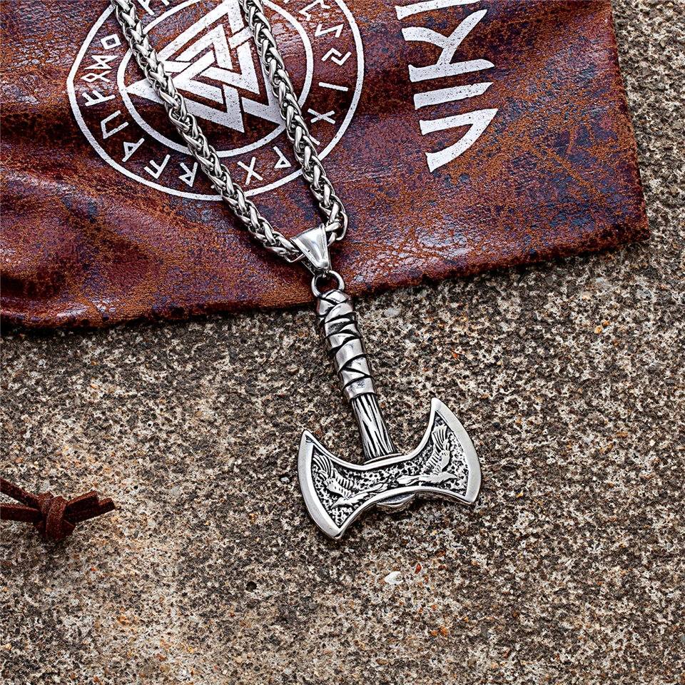 Uomini Mjolnir Collana Norse Gioielli Vichinghi Testa Di Lupo Fenrir Catena Imperatori Bizantini Martello Di Thor Ciondolo Amuleto Un Regalo In Una Scatola Di Legno Valhalla (Color : Style 50, Size - Foto 13