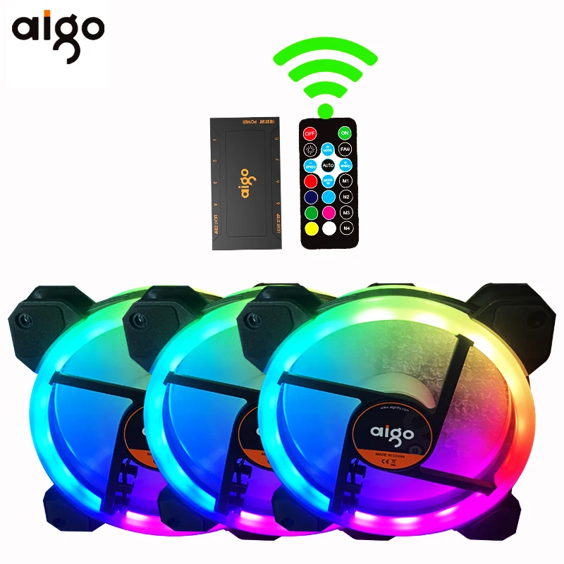 Aigo DR12 3 шт. компьютерный чехол ПК охлаждающий вентилятор RGB регулирусветодиодный