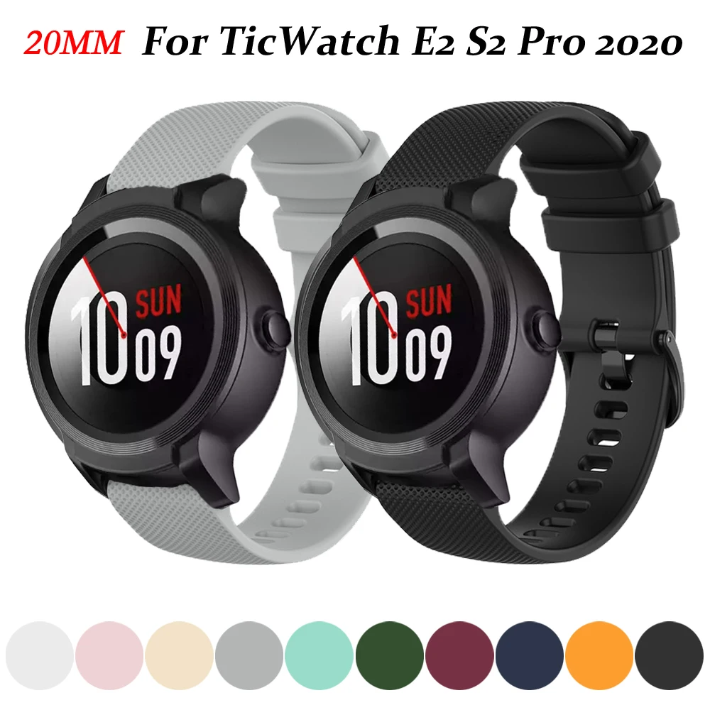 Ремешок сменный для смарт-часов TicWatch E2 S2 Pro 2020 силиконовый браслет наручных часов