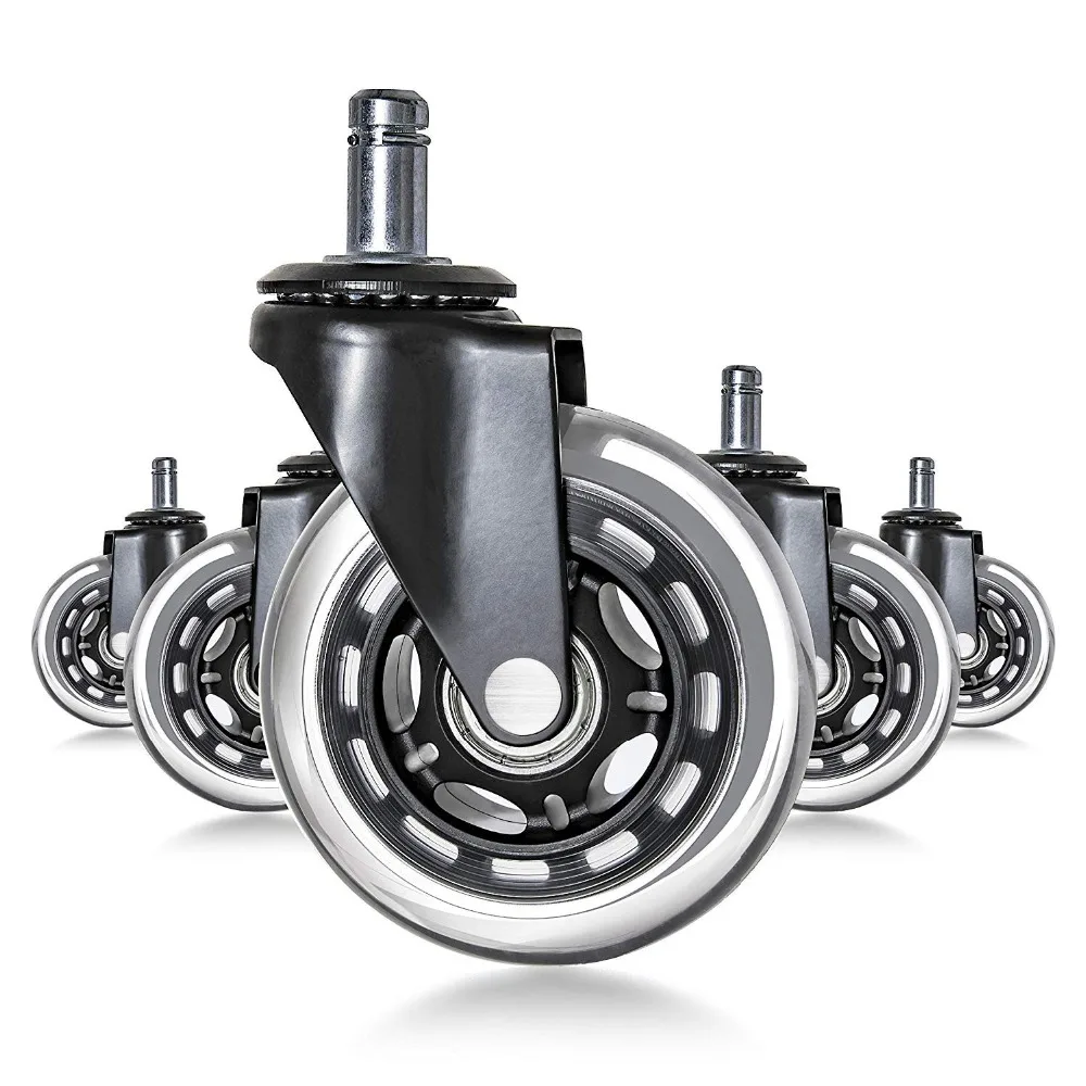 

5 Pieces 3" Universal Office Home Chair Safe Caster Wheels Swivel Rubber Furniture Caster Wheels Mute Rollers 60KG