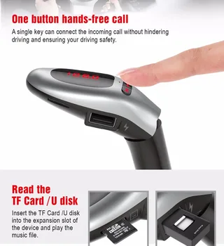 

FM Transmitter G96 Bluetooth 4.2 Car Kit Handsfree Car MP3 Music Player Wireless Stereo A2DP Support TF Card U Disk LED Screen