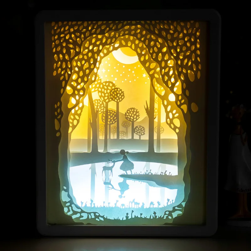 BRIGHTINWD LED Light And Shadow Paper Lamp Meet Innocence  Night Light Personalized Gifts