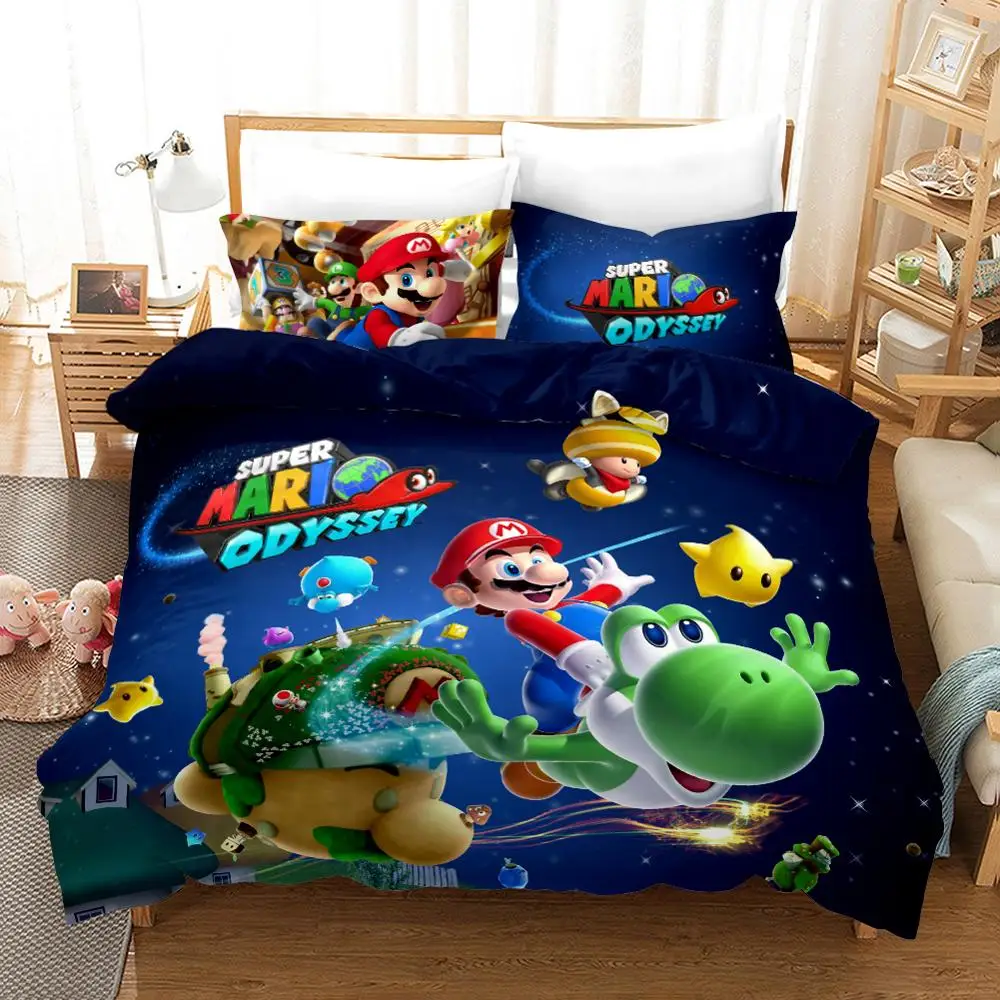 Super Mario 3d World Odyssey Game Pattern Bedding Set Lovely Children Printed Duvet Cover Set With Pillowcase Free Shipping Bedding Sets Aliexpress
