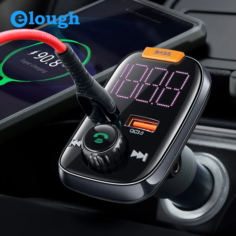 

Elough USB Car Charger Quick Charge 4.0 3.0 QC QC4.0 Bluetooth FM Transmitter Car Charge For iPhone Samsung 5A Fast Auto Charger