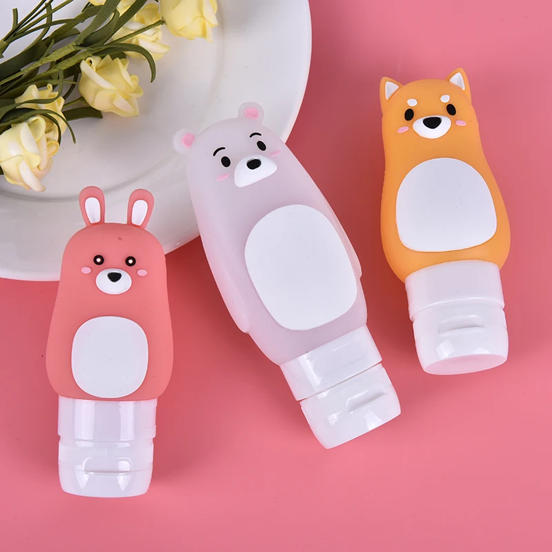 

50/70/90ml Portable Cartoon Bear Penguin Silicone Travel Case Organizer Shampoo Shower Gel Lotion Storage Refillable Bottle