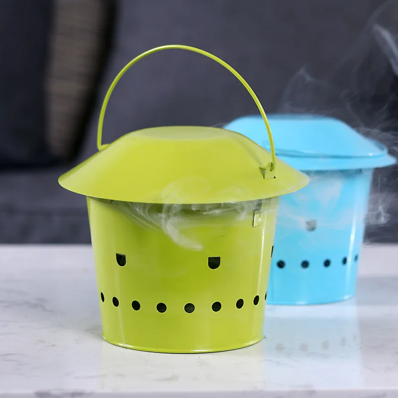

Fire Prevention Mosquito Repellent Burner Iron Art Multi-Color Creative Mosquito Smudge Box Tray Rack with Lid Household Mosquit