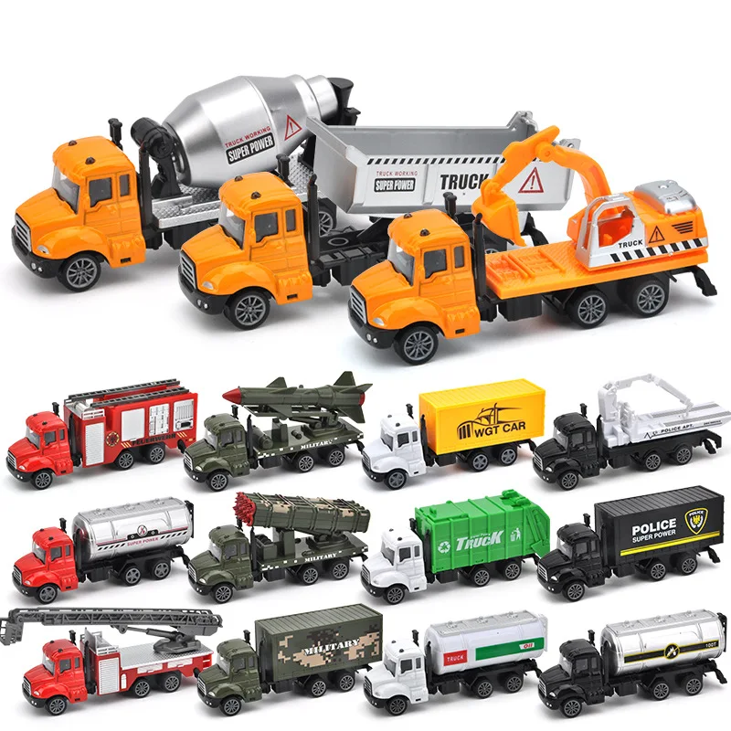 

15 kind 1:64 Car Toy Truck Molel Pull Back Alloy Diecast Vehicle Fire Military Engineering Garbage Trucks Toys For Children S044