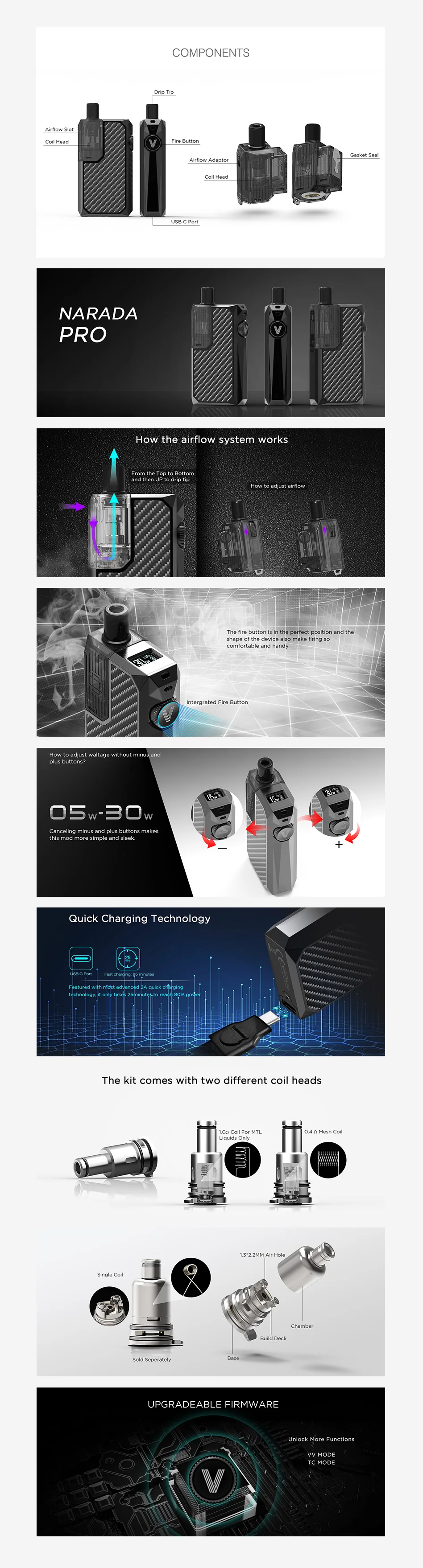 AUGVAPE Narada Pro VW Pod Kit 950mAh
