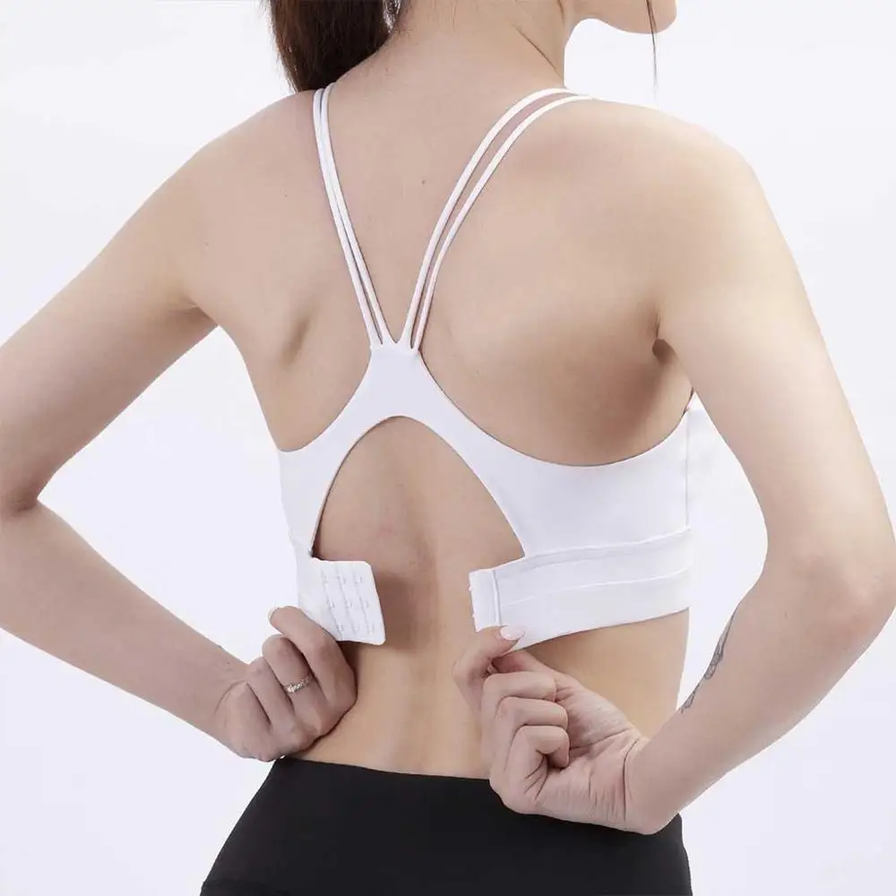 Sports Bra Women Sexy Back Gym Bra Top Adjustable Button Shockproof Sports Crop Top For Running Jogging Yoga Sport Underwear