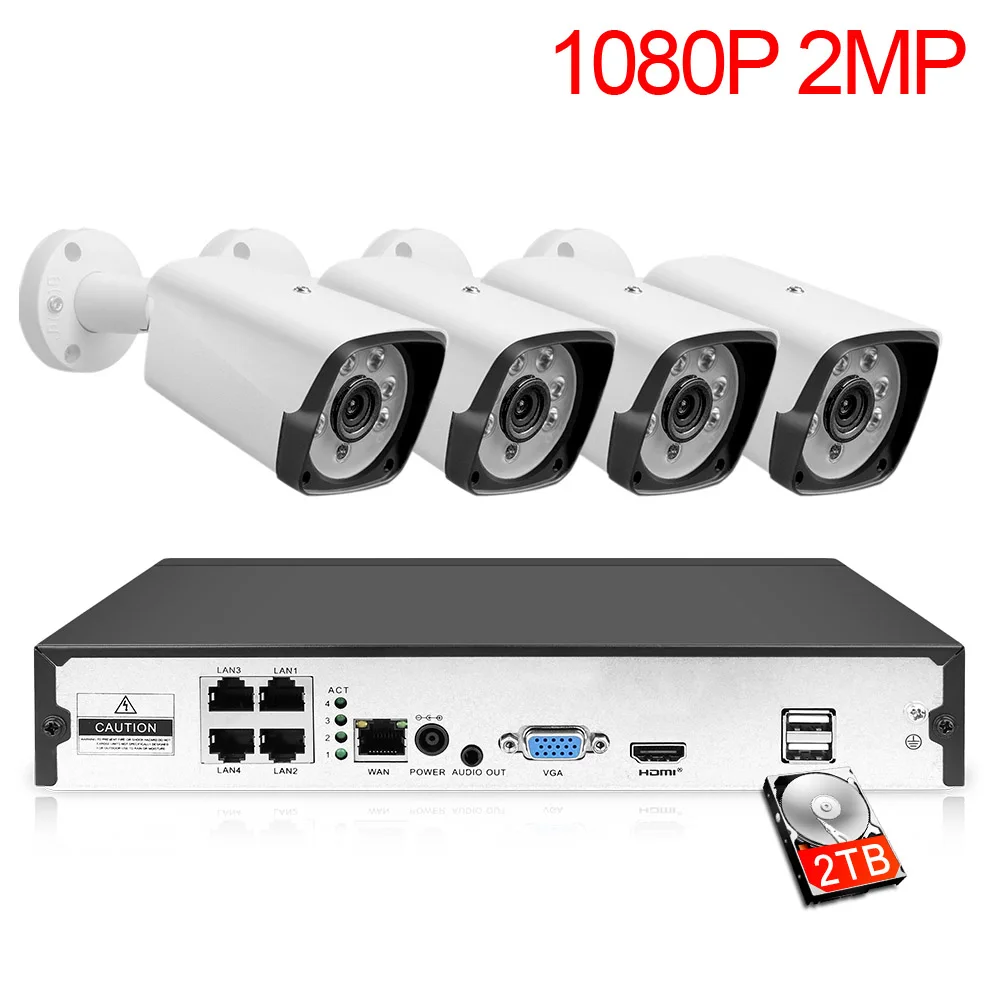 2MP IP Cameras LOFAM HD 4CH NVR 1080P 2MP 4MP 5MP видеокамера POE cctv комплект наружная Водонепроницаемая ip-камера POE домашняя система видеонаблюдения - Цвет: 2MP IP Cameras