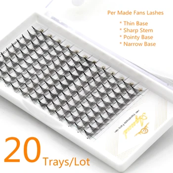 

AGUUD 20 Trays/lot Thin Pointy Base Premade Russian Volume Lashes Fans Sharp Stem Faux Mink Premade Eyelash Extensions Cilia