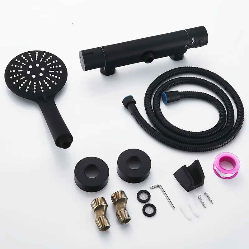  European black shower faucet copper shower combined bathroom hot spring faucet and hand washer