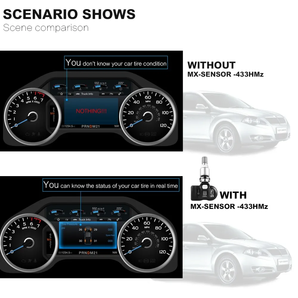 Autel MX-sensor 315MHz металлический пресс тип ремонта шин программируемый с TPMS TS501 TS508 сенсор аксессуары