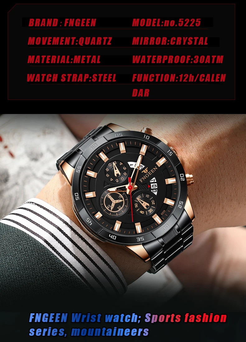 Fashion New 2022 Mens Watches Luxury Chronograph Full Steel Waterproof Quartz Watch Men Date Sports Clock Wristwatch