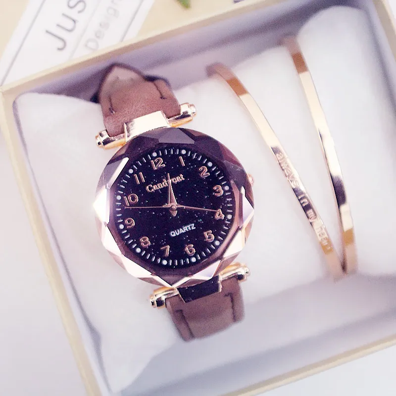 

Women Fashion Watches Hot Sale Cheap Starry Sky Ladies Bracelet Watch Casual Leather Quartz Wristwatches Clock Relogio Feminino
