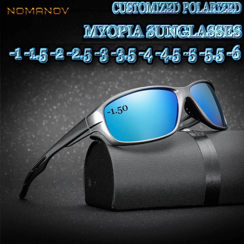 

2019 Top Fashion Custom Made Myopia Minus Prescription Polarized Lens Sports Fashion Sunglasses Colorful Mirror Coating -1 To-6