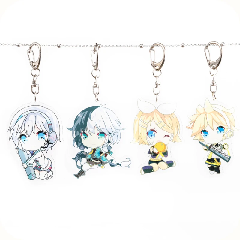 

Anime Vocaloid Hatsune Miku Kagamine Rin Ren Cute Acrylic Figure pendant keychain Keyring Collection Model Toy Cosplay