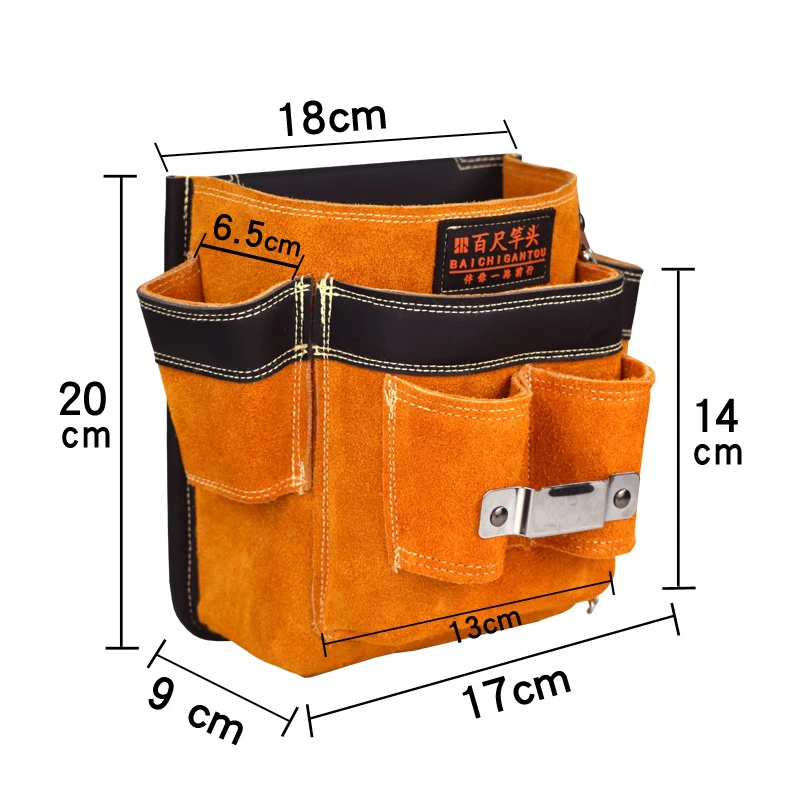 Electrician Repair Pocket Portable Tool Storage Bag, Outdoor Waist Bag, Tool Storage And Finishing, Pure Cowhide Craftsman Suppl tool pouch