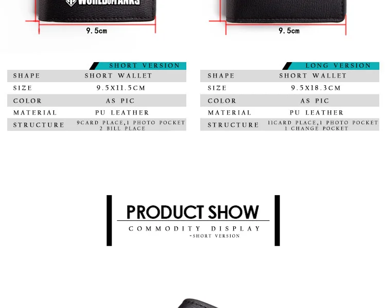 World Tanks Battleship World War II WOT Game PU Leather Wallets Black Purse Unisex Kids Gift (2)