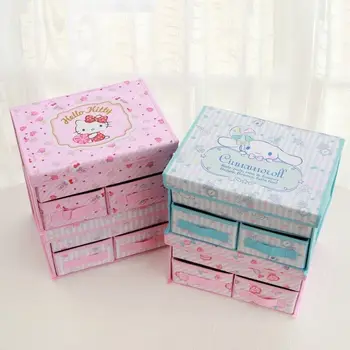 

Cartoon Hello Kitty My Melody Cinnamoroll Little Twin Star Cosmetic Box Bag Makeup Case Sundries Storage Case Drawers Organizer