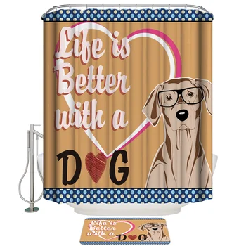 

Life Is Better With A Dog Shower Curtain Set and Anti-slip Floor Mat Outdoor Rugs