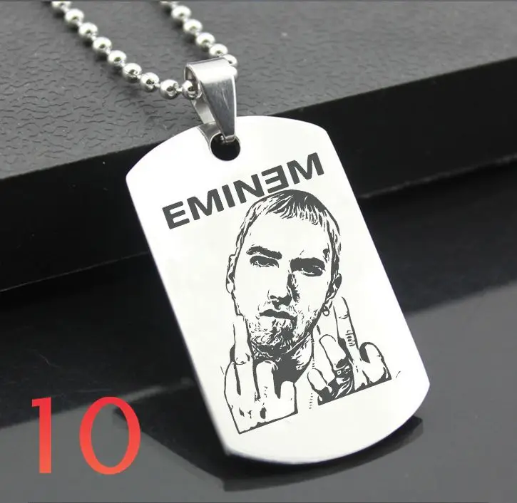 Eminem XH01 классический брелок из нержавеющей стали модные гравировальные бирки стальная подвеска-открытка для ожерелья - Цвет: Черный