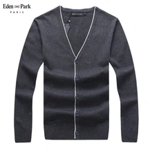 Eden Park, мужские кардиганы, свитера, новинка, повседневный мужской однотонный пуловер с v-образным вырезом, свитер, верхняя одежда, 1028