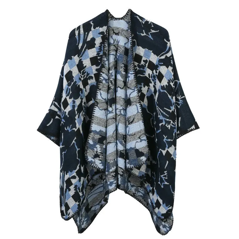 Europe And America-Style Heat-Versatile Jacquard Lengthen Shawl Faux Cashmere Dual Purpose Geometric Pattern Mantle