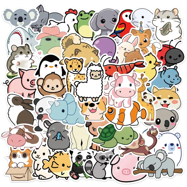 10/50PCS Cartoon Animals Stickers Laptop Guitar Luggage Fridge Phone Bike Waterproof Graffiti Sticker Decal Kid Classic Toys