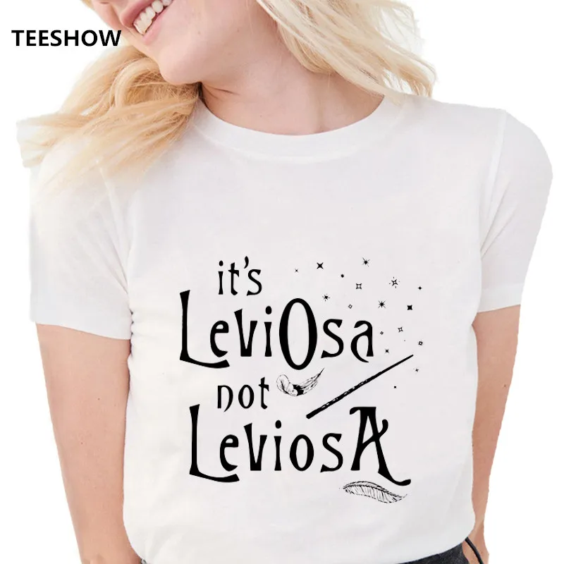 Новые модные смешные футболки с принтом перьев женские надписью it's LeviOsa not LeviosA