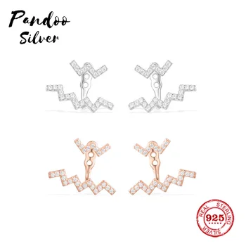 

Fashion Charm Sterling Silver Original 1:1 Copy,Silver Up And Down UnderlobeEarrings Luxury Jewelry Gift For Female