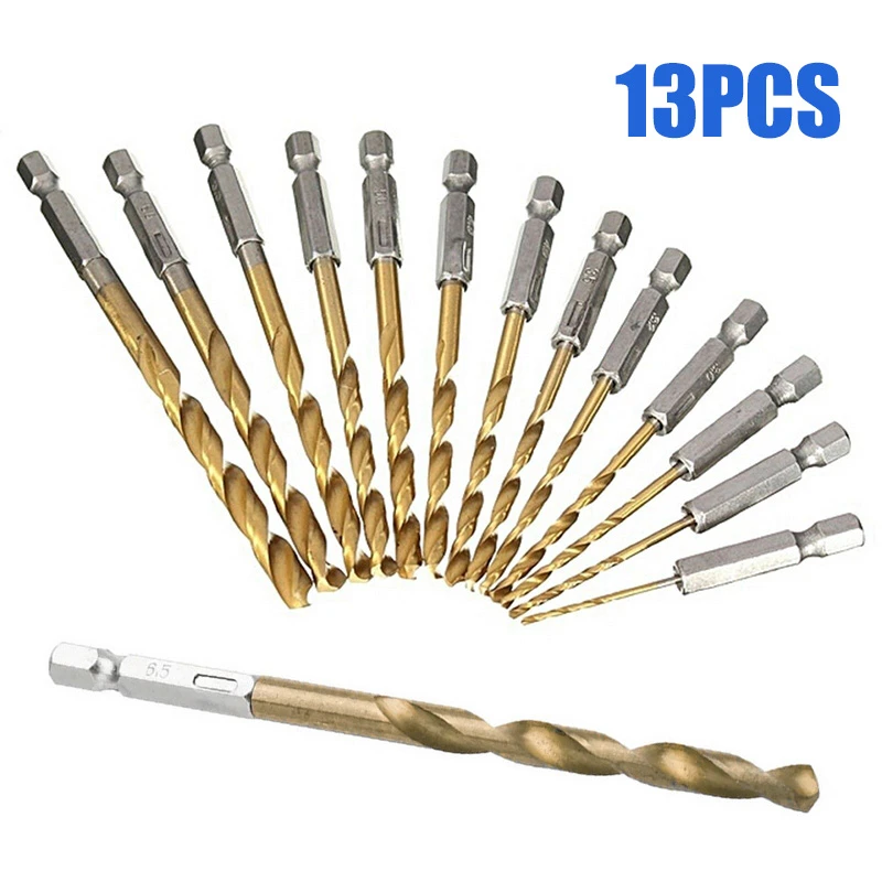 kreupel Wafel merk op 1Set Hss Hss Titanium Coated Boor Set 1/4 "Hex Shank 1.5Mm 6.5Mm twist Boren  Voor Metaal Hout Kunststof|Boren| - AliExpress