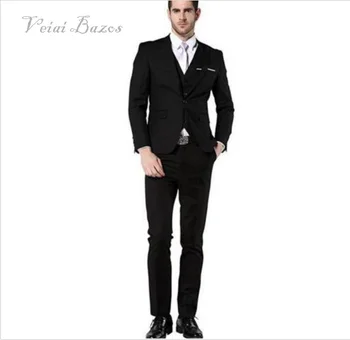 

Classic Men’s Suit Smolking Noivo Terno Slim Fit Easculino Evening Suits For Men Black Male Terno Masculino(Jacket+Pants+Vest)