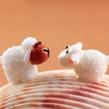 Садовый орнамент овца пара смолы фигурка ремесло растение горшок фея DIY Украшение 72XF