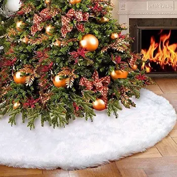 

1pc Floor Mat White Good Carpet Christmas Tree Skirt Soft Warm Base Cover For Pet New Year Festival Home Decoration for Children