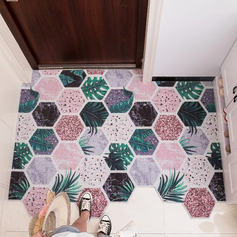 

Geometry Door Land Pad Carpet Silk Circle PVC Hallway Non-slip Freedom Cut Out Floor Mat Home Door Land Cushion Land Cover