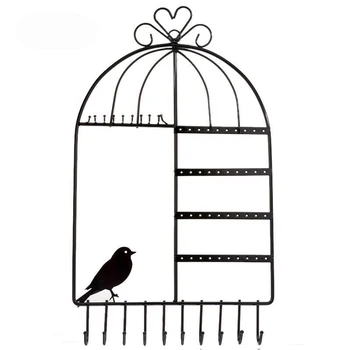 

Black Bird Cage Jewelry Earrings Necklace Stand Holder Display Rack Jewelry Earrings Display Stand Necklace Organizer Holder