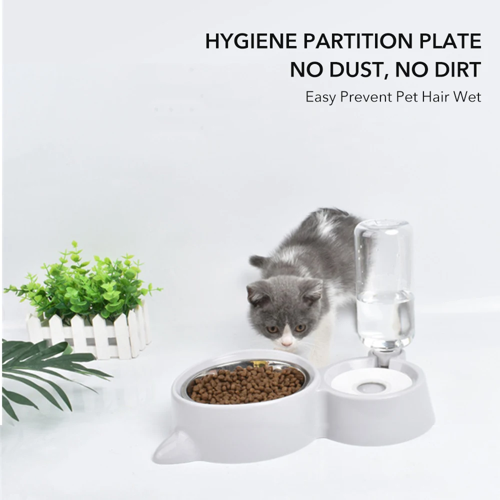 2-Way Pet Drinking Fountain Cat Bowl Dog Water Feeder Refill Dispenser 500ml Kitten Food Feeding Bowl Puppy Food Dish Pet Bowl