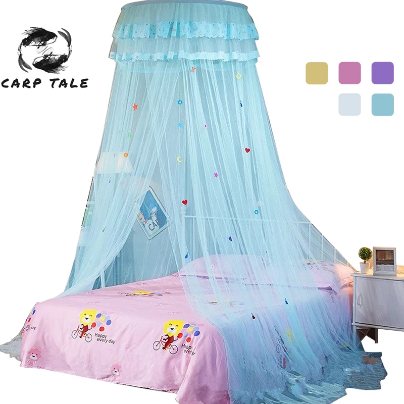 Details about   US Elegant Lace Bed Mosquito Netting Mesh Canopy Princess Round Dome Bedding Net 