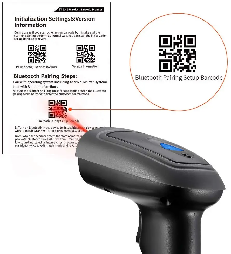 Issyzonepos Bluetooth беспроводной сканер 2D QR штрих-код ручной Бесплатный экран считыватель штрих-кодов для Android iOS Windows Mac автоматический непрерывный