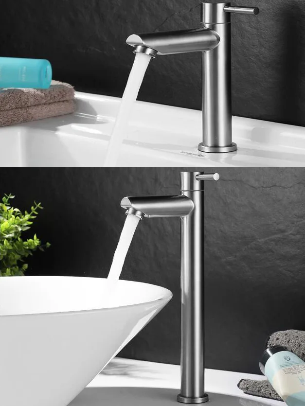 

304 Stainless Steel Basin Faucets Single Cold Bathroom Faucet Single Handle Basin Mixer Tap Brass Sink Bath Faucet Torneira