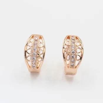 

Vik Dolly New Luxury Wedding Earrings Women's Fashion Party Accessories 585 Rose Gold Golden Micro Wax Inlaid Natural Zircon Dro