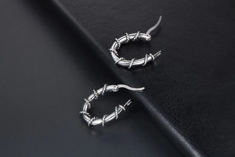 个性藤条耳环 时尚简约女生钛钢耳环耳饰 (13)