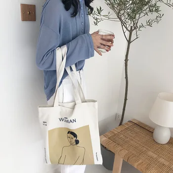 

South Korea simple elegant canvas bag Japanese literature shoulder bag leisure shopping bag girl Handbag Shoulder canvas bag