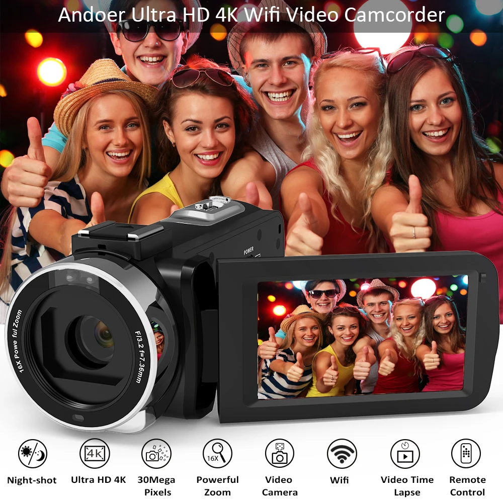 4K Ультра HD WiFi цифровая видеокамера DV рекордер с микрофоном 16X зум 3 0 &quotЖК экран ИК