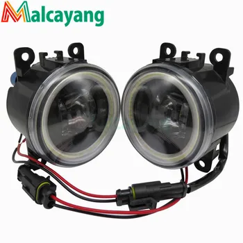 

LED Front Fog Lights Round Bumper fog lamps For Renault MEGANE Laguna Kangoo SCENIC THALIA LOGAN DUSTER Angel Eyes + Glass Lens