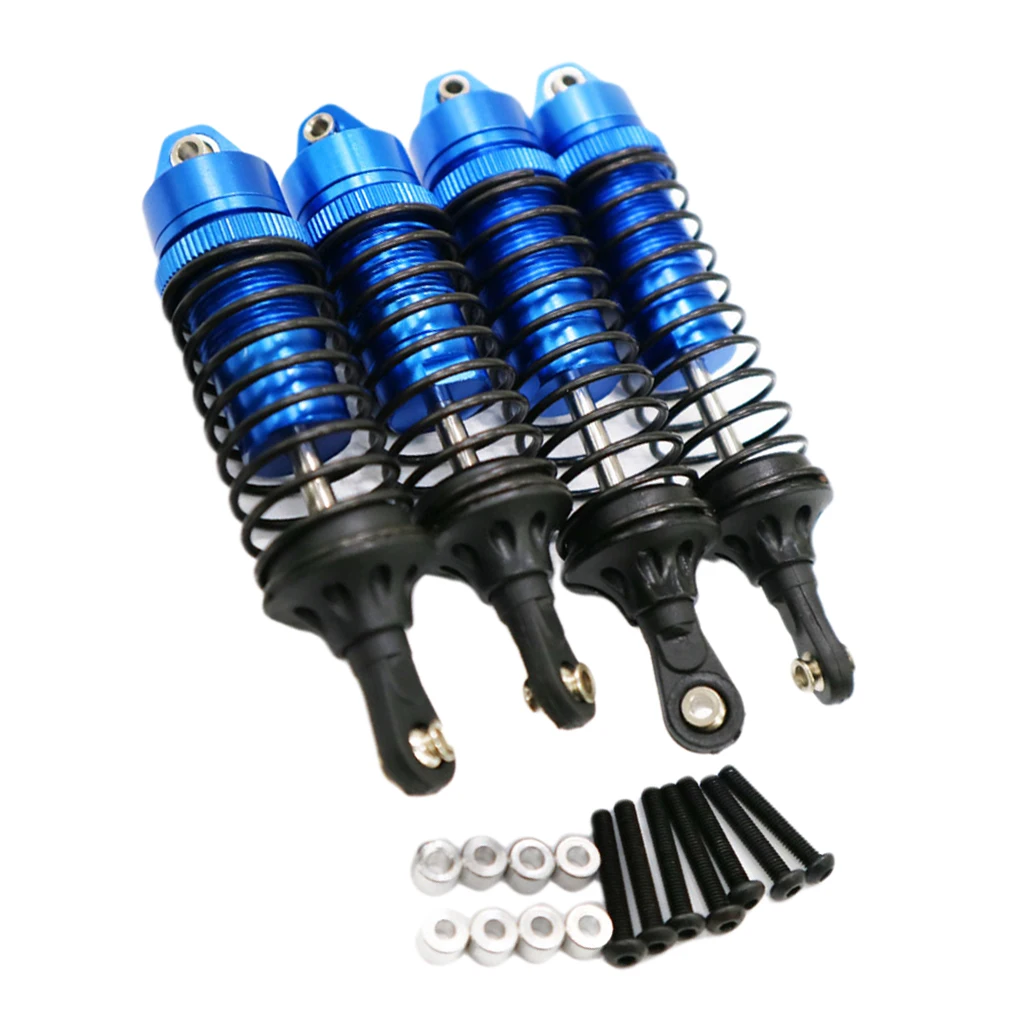 Assembled Aluminum Front & Rear Shocks Absorber Parts for 1/10 RC Car Traxxas Slash 2WD, 4 Pieces - Blue